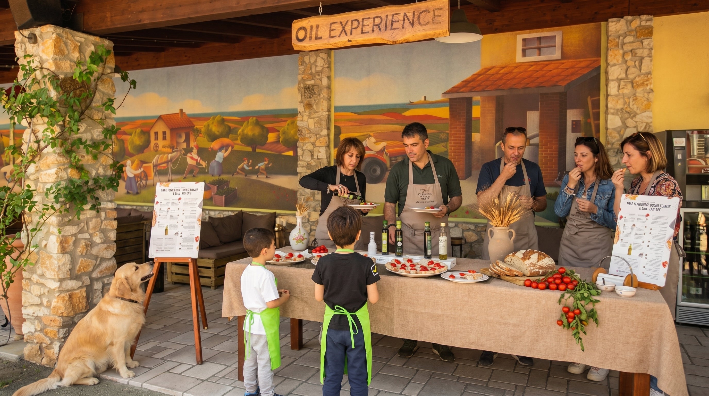 Degustazione Oil Experience nel frantoio Oleificio Fratelli Vieste con assaggio di olio e bruschette