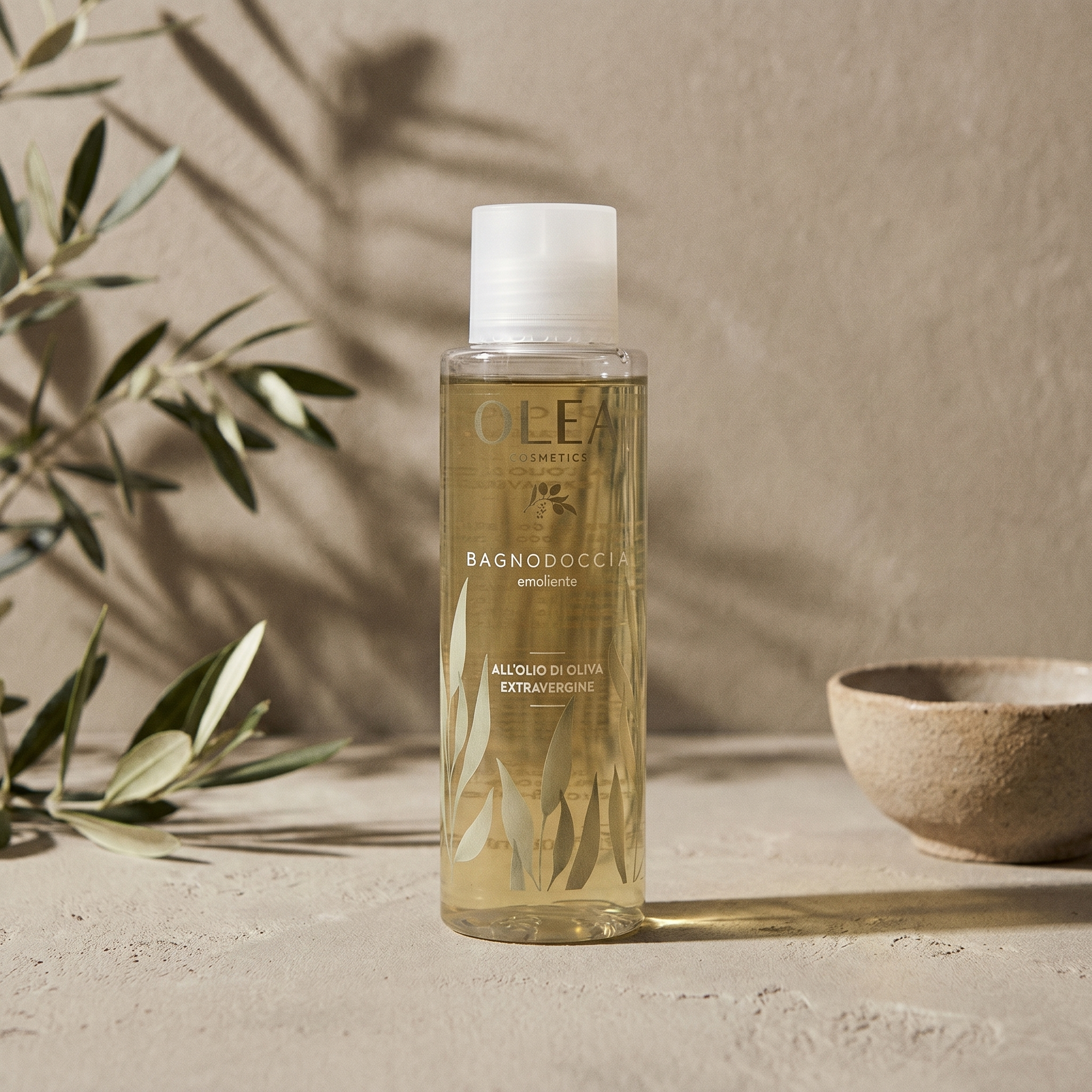 Bagnodoccia emolliente Olea Cosmetic all'olio extravergine di oliva. Oleificio Fratelli Vieste