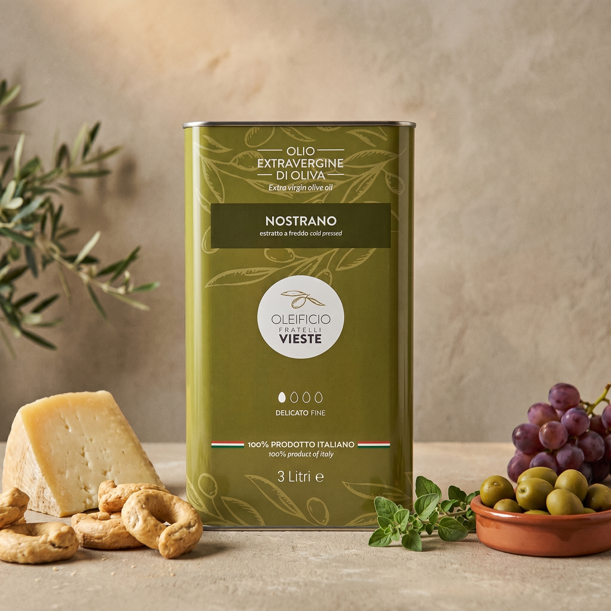 Nostrano latta 3 L con olio extravergine in una ricetta della tradizione pugliese. Oleificio Fratelli Vieste