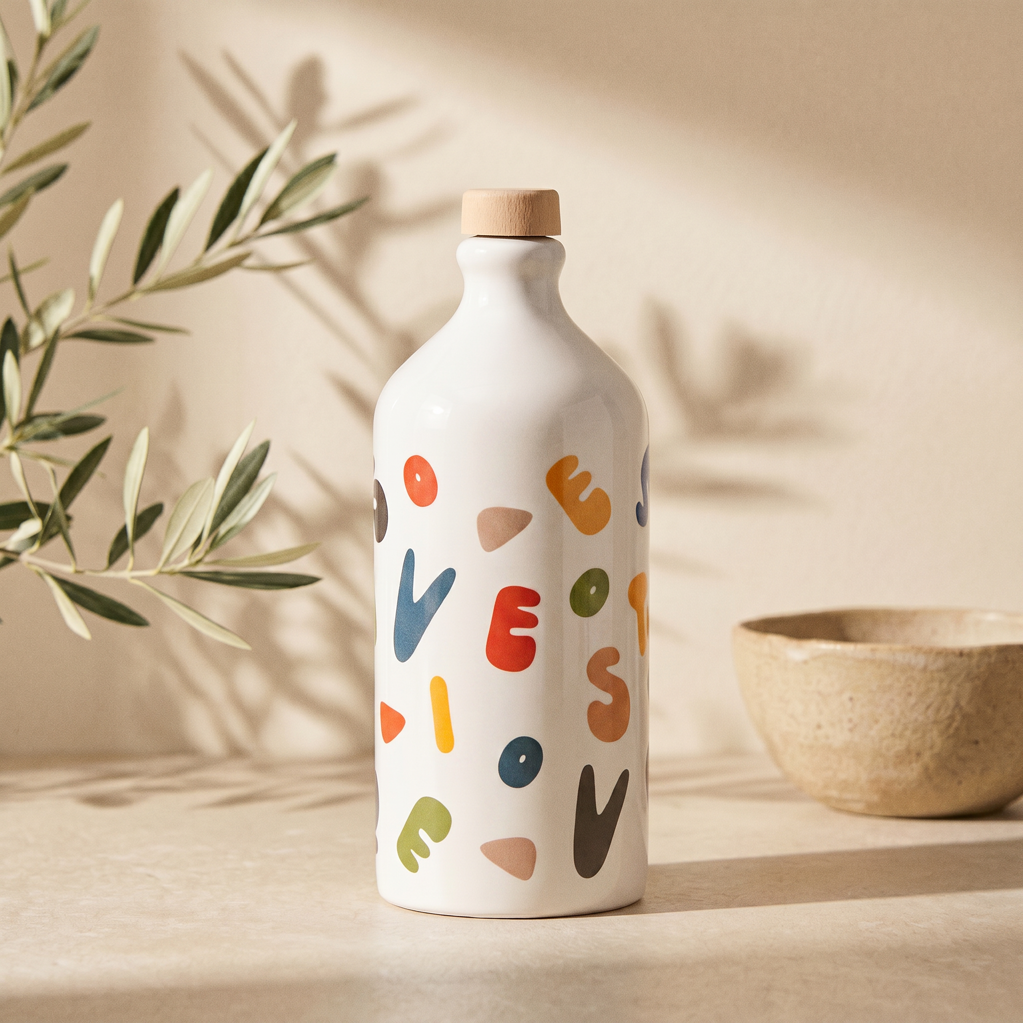 Orcio Donzella Colorful in ceramica con olio extravergine di Ogliarola Garganica 500 ml. Oleificio Fratelli Vieste