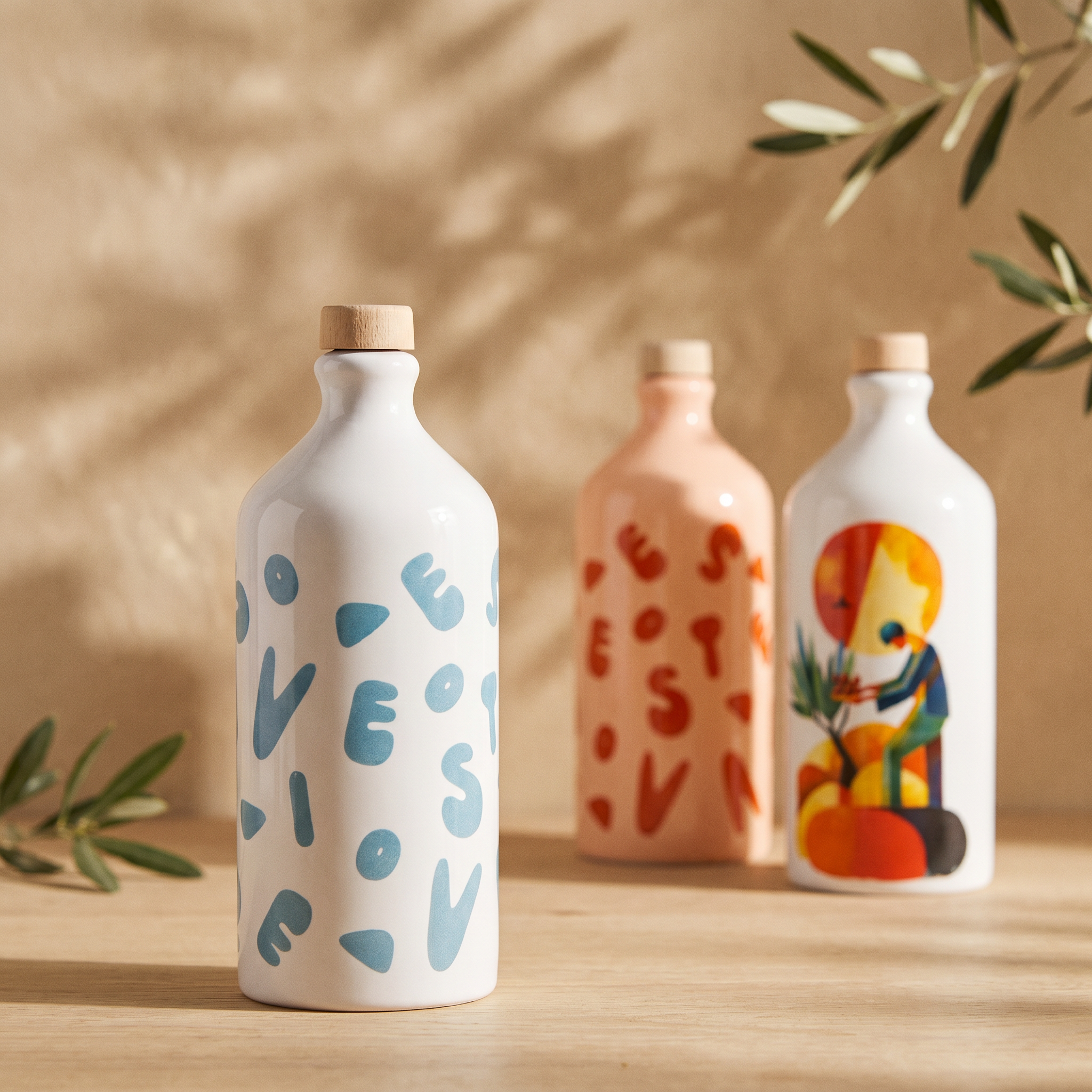 Orci speciali in ceramica decorata Oleificio Fratelli Vieste con olio extravergine di oliva