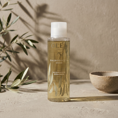 Bagnodoccia emolliente Olea Cosmetic all'olio extravergine di oliva. Oleificio Fratelli Vieste