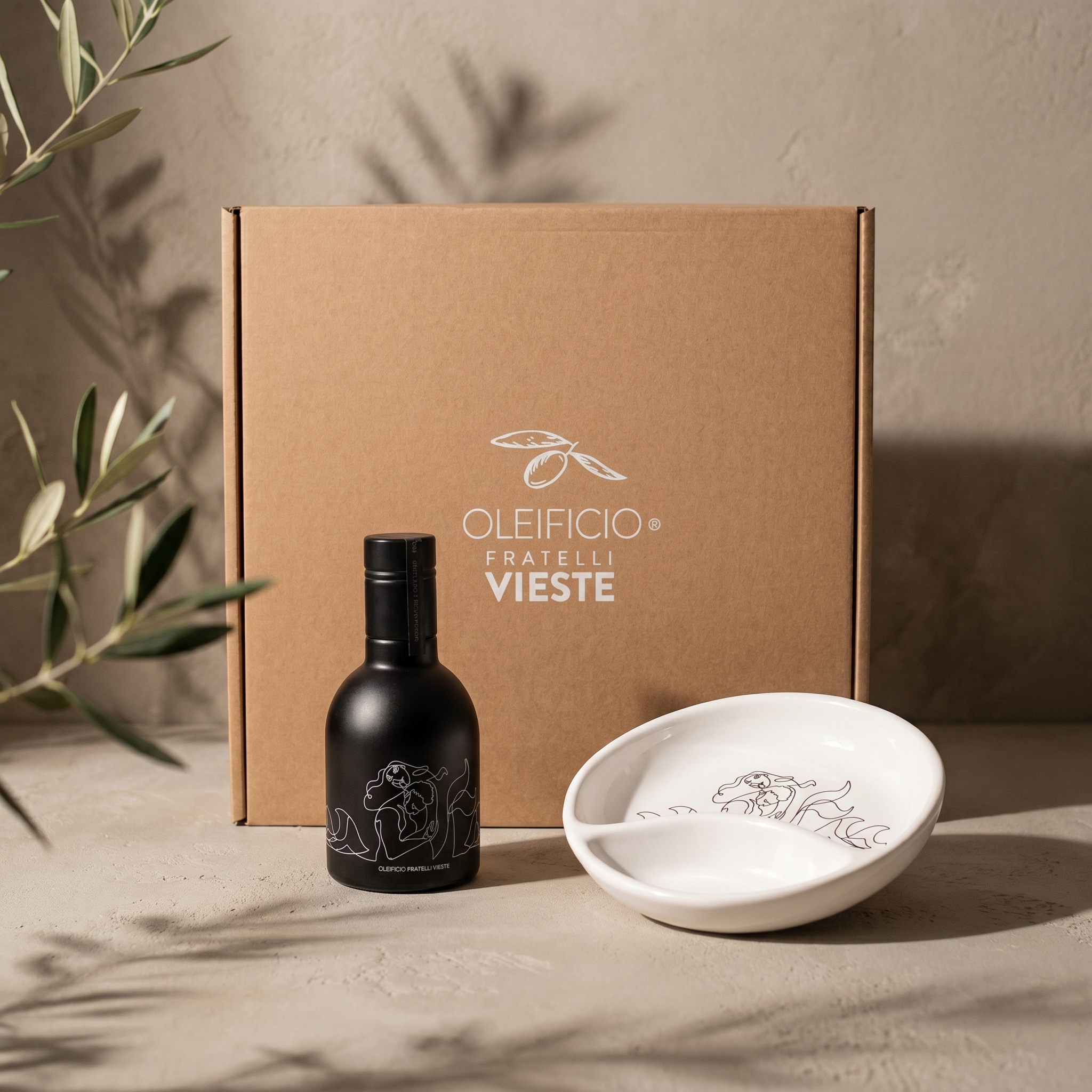 Confezione regalo degustazione Cristalda e Pizzomunno con i prodotti dell'Oleificio Fratelli Vieste