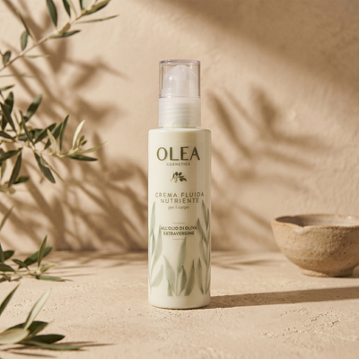 Crema fluida nutriente corpo Olea Cosmetic all'olio extravergine di oliva. Oleificio Fratelli Vieste
