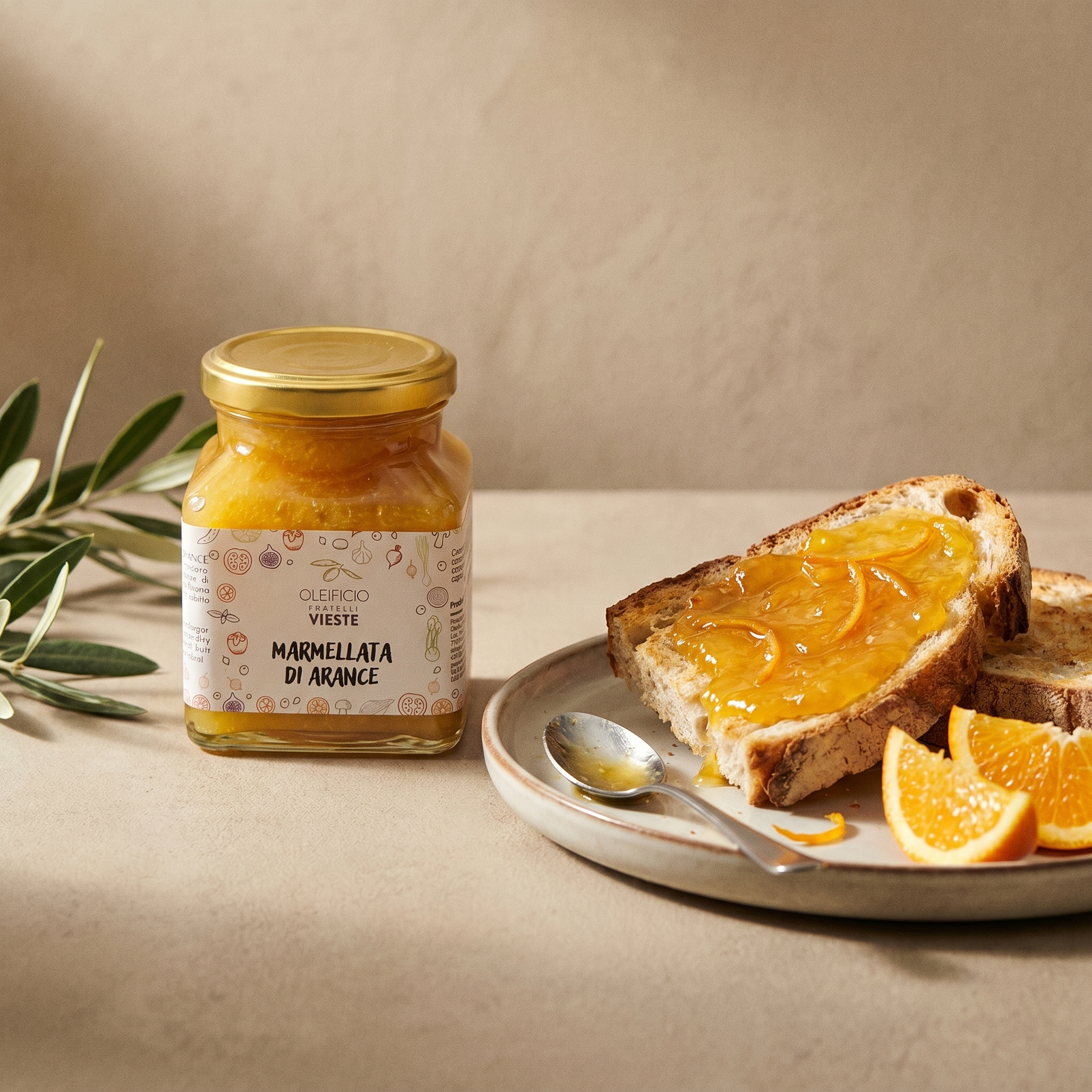 Dettaglio della marmellata di arance con buccia candita. Oleificio Fratelli Vieste
