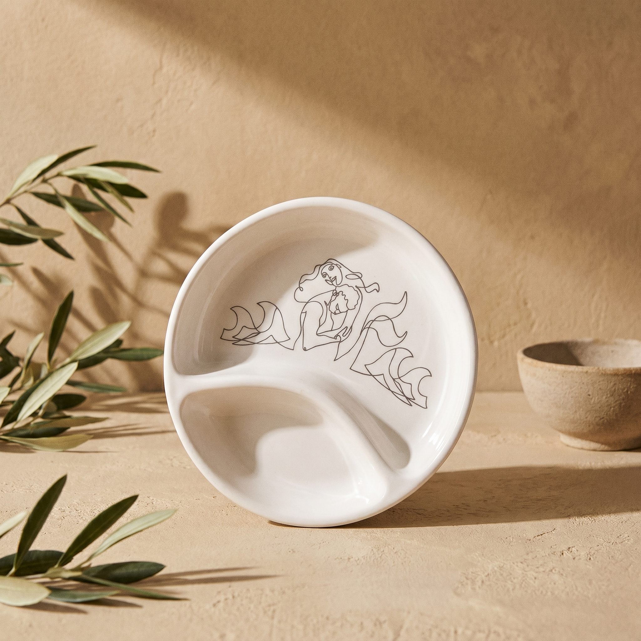 Piattino degustazione Cristalda e Pizzomunno in ceramica. Oleificio Fratelli Vieste